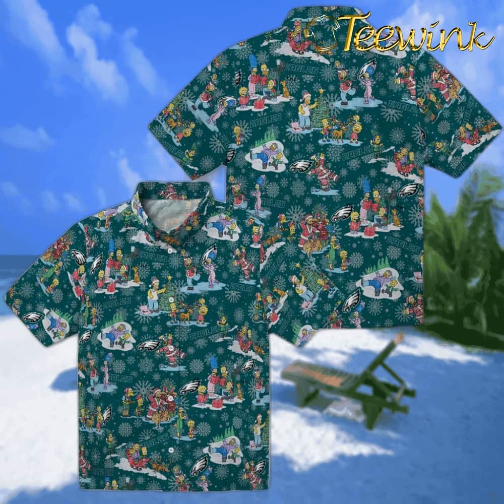 Philadelphia Eagles Hawaiian Shirt – Simpsons Christmas image 3 Philadelphia Eagles Hawaiian Shirt – Simpsons Christmas image 3