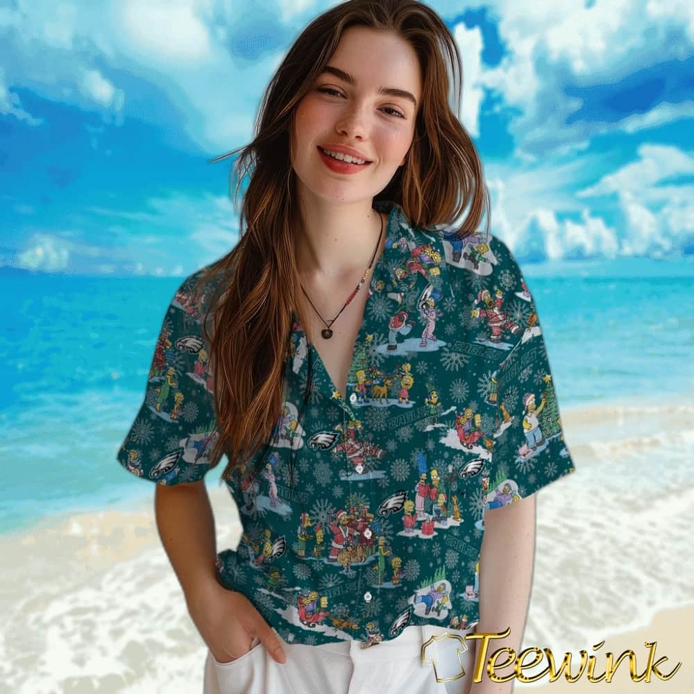 Philadelphia Eagles Hawaiian Shirt – Simpsons Christmas image 4 Philadelphia Eagles Hawaiian Shirt – Simpsons Christmas image 4