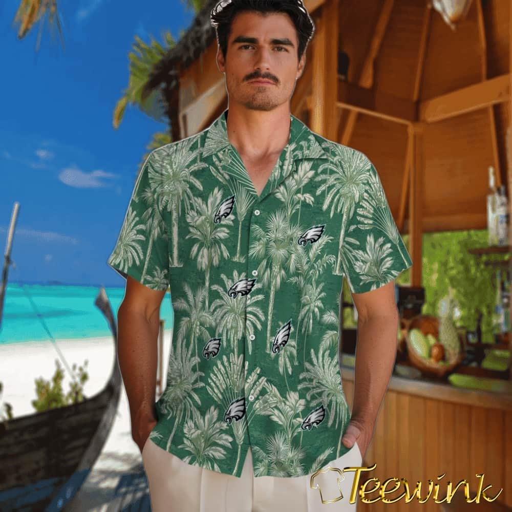 Philadelphia Eagles Hawaiian Shirt – Vintage Palm Tree image 2 Philadelphia Eagles Hawaiian Shirt – Vintage Palm Tree image 2