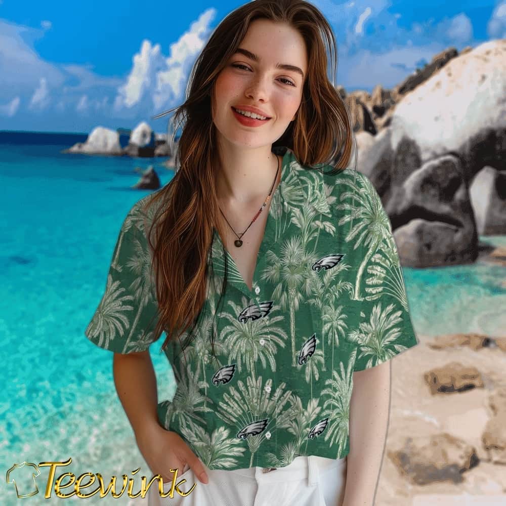 Philadelphia Eagles Hawaiian Shirt – Vintage Palm Tree image 4 Philadelphia Eagles Hawaiian Shirt – Vintage Palm Tree image 4