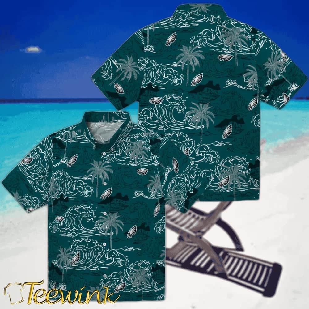 Philadelphia Eagles Hawaiian Shirt – Wave Palm image 3 Philadelphia Eagles Hawaiian Shirt – Wave Palm image 3