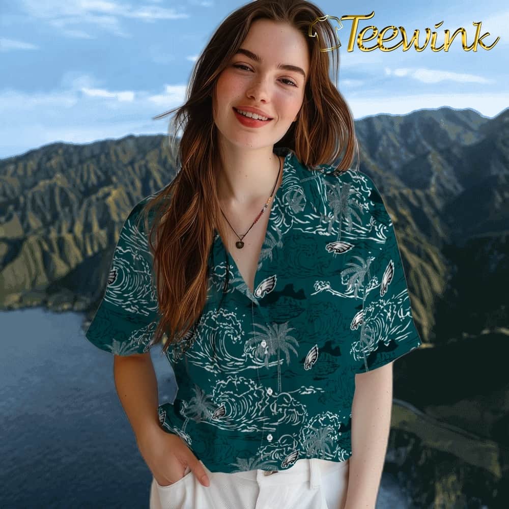 Philadelphia Eagles Hawaiian Shirt – Wave Palm image 4 Philadelphia Eagles Hawaiian Shirt – Wave Palm image 4