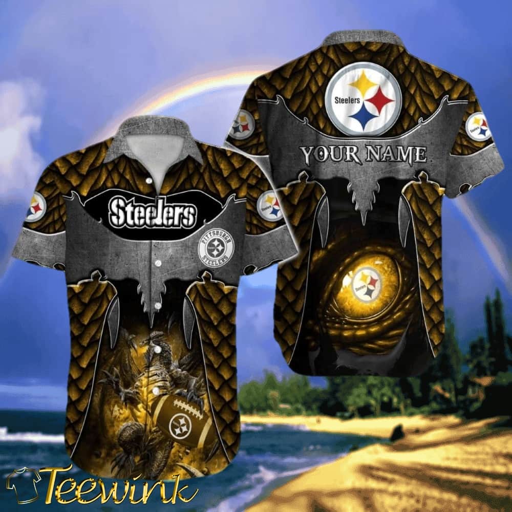 Pittsburgh Steelers Aloha Shirt Dolphins Ocean Waves