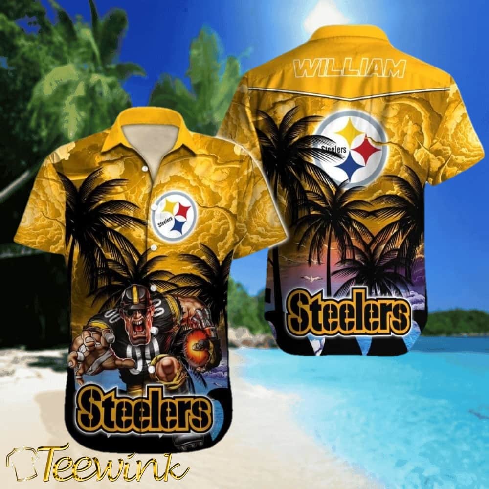 Pittsburgh Steelers Aloha Shirt Dragon Warrior Black Gold