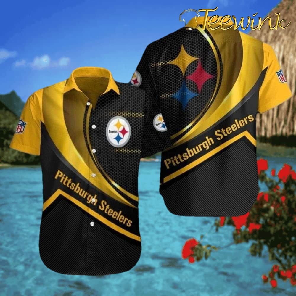 Pittsburgh Steelers Aloha Shirt With Floral And Team Logo Print