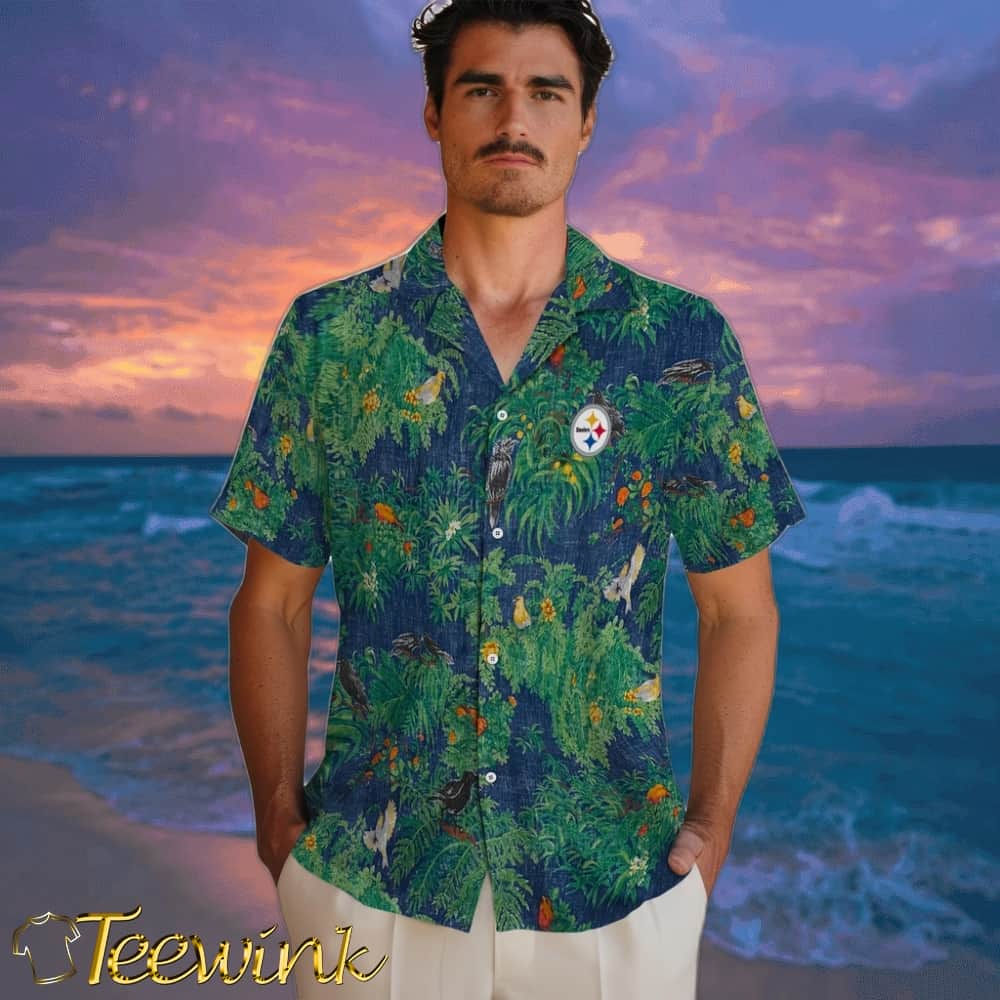 Pittsburgh Steelers Hawaiian Shirt – Bird Canopy image 2 Pittsburgh Steelers Hawaiian Shirt – Bird Canopy image 2