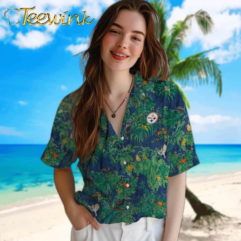 Pittsburgh Steelers Hawaiian Shirt – Bird Canopy image 4 Pittsburgh Steelers Hawaiian Shirt – Bird Canopy image 4