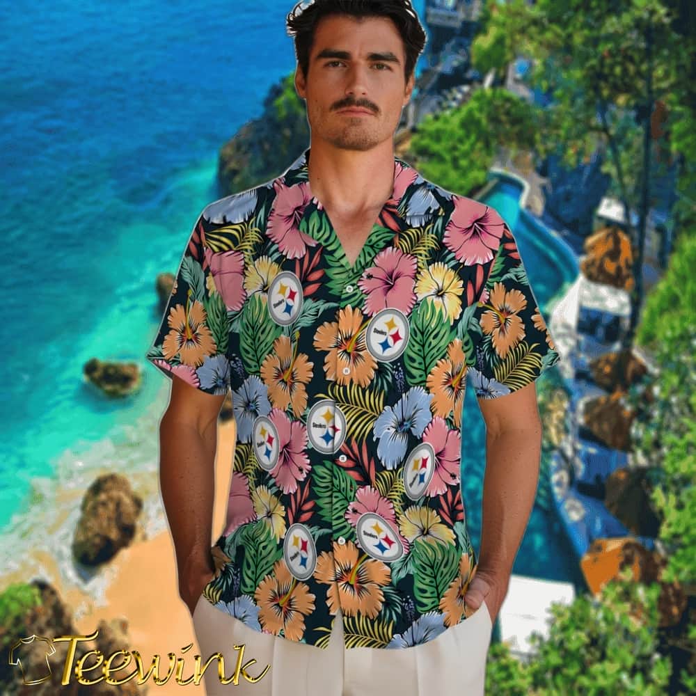 Pittsburgh Steelers Hawaiian Shirt – Brilliant Hibiscus Garden image 2 Pittsburgh Steelers Hawaiian Shirt – Brilliant Hibiscus Garden image 2
