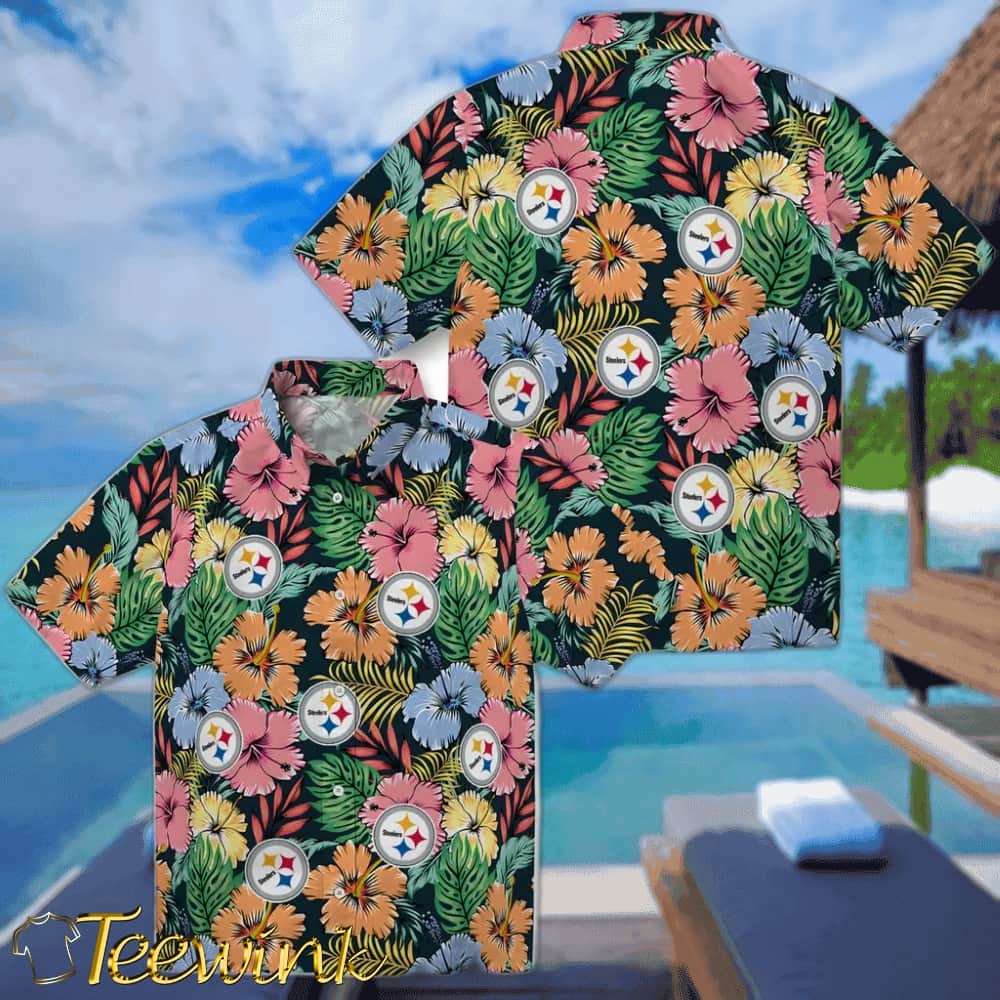 Pittsburgh Steelers Hawaiian Shirt – Brilliant Hibiscus Garden image 3 Pittsburgh Steelers Hawaiian Shirt – Brilliant Hibiscus Garden image 3