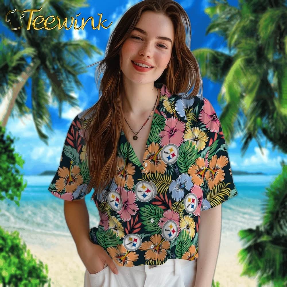 Pittsburgh Steelers Hawaiian Shirt – Brilliant Hibiscus Garden image 4 Pittsburgh Steelers Hawaiian Shirt – Brilliant Hibiscus Garden image 4
