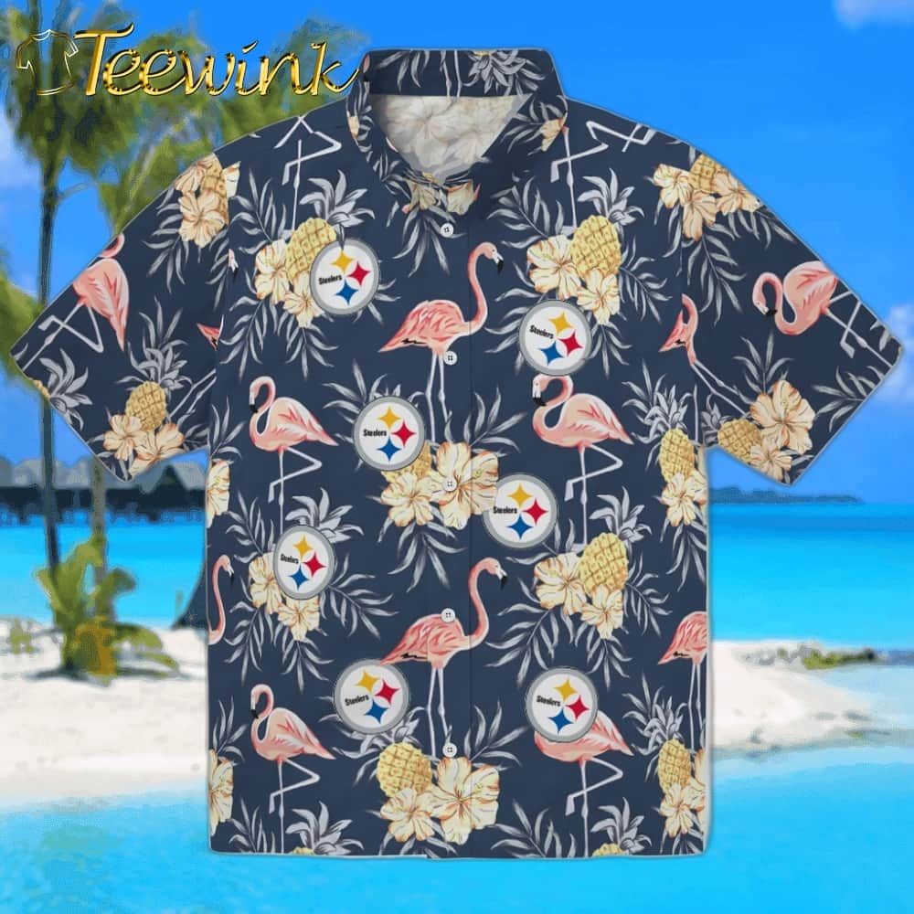 Pittsburgh Steelers Hawaiian Shirt – Flamingo and Hibiscus