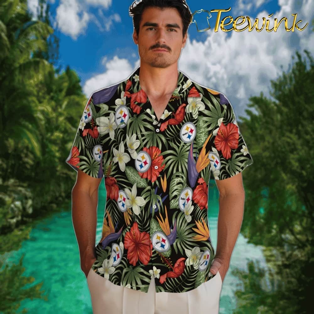 Pittsburgh Steelers Hawaiian Shirt – Hawaii Floral Hibiscus image 2 Pittsburgh Steelers Hawaiian Shirt – Hawaii Floral Hibiscus image 2
