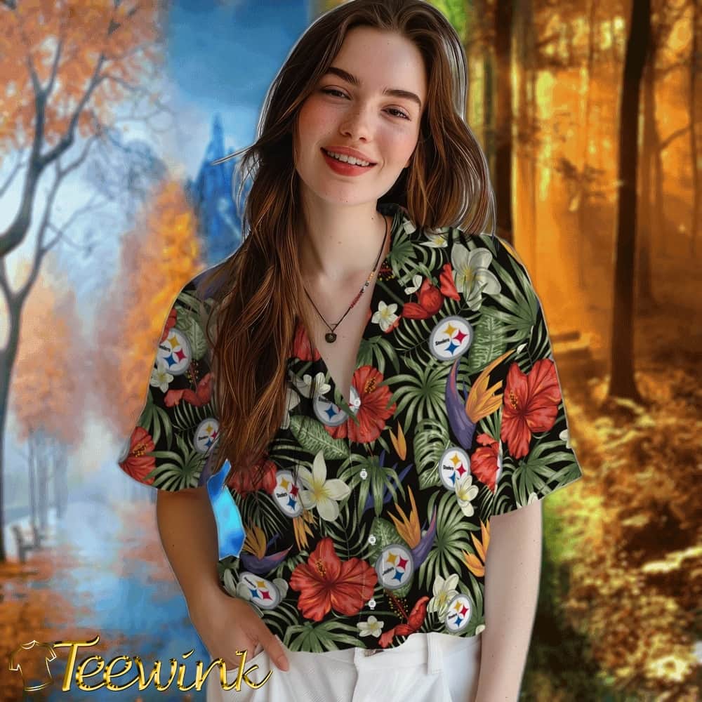Pittsburgh Steelers Hawaiian Shirt – Hawaii Floral Hibiscus image 4 Pittsburgh Steelers Hawaiian Shirt – Hawaii Floral Hibiscus image 4
