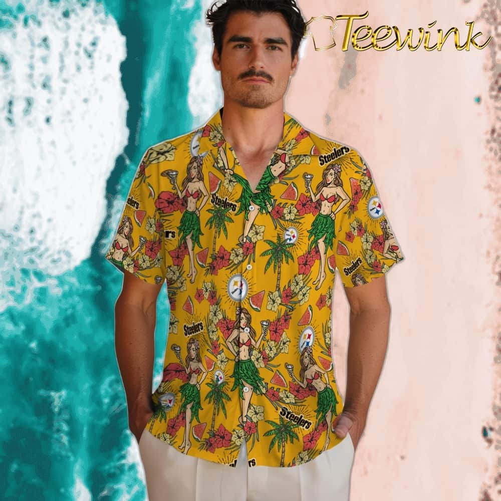 Pittsburgh Steelers Hawaiian Shirt – Hawaiian Girls Design image 2 Pittsburgh Steelers Hawaiian Shirt – Hawaiian Girls Design image 2