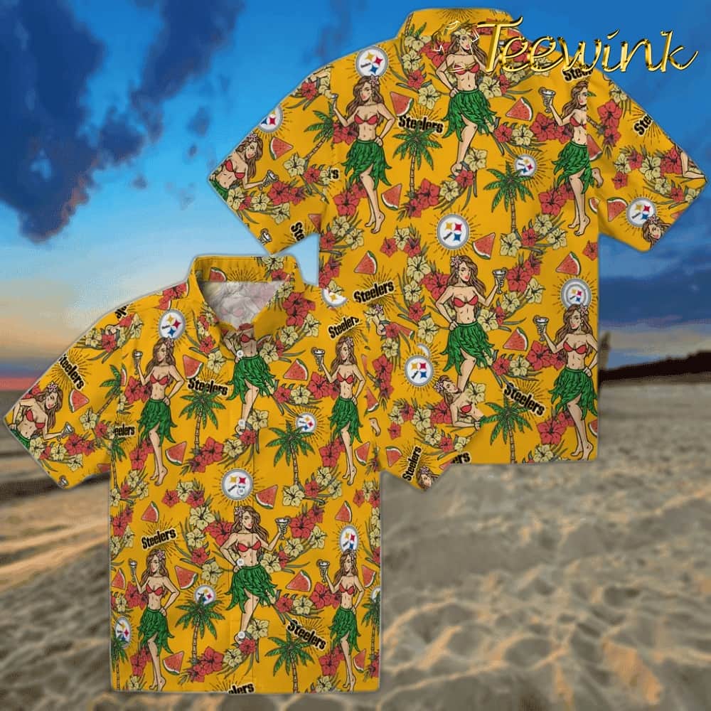 Pittsburgh Steelers Hawaiian Shirt – Hawaiian Girls Design image 3 Pittsburgh Steelers Hawaiian Shirt – Hawaiian Girls Design image 3