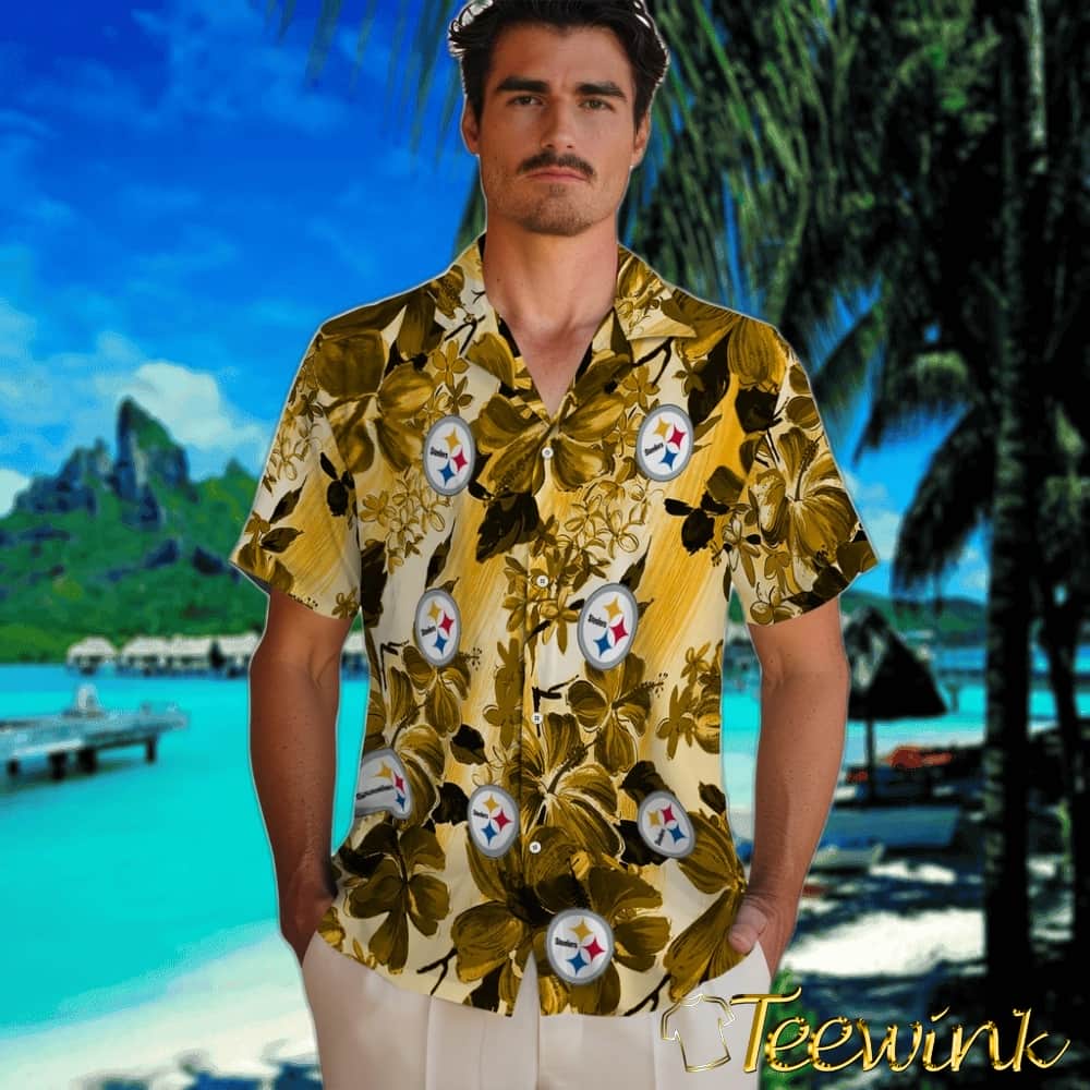 Pittsburgh Steelers Hawaiian Shirt – Hibiscus Arrangement image 2 Pittsburgh Steelers Hawaiian Shirt – Hibiscus Arrangement image 2