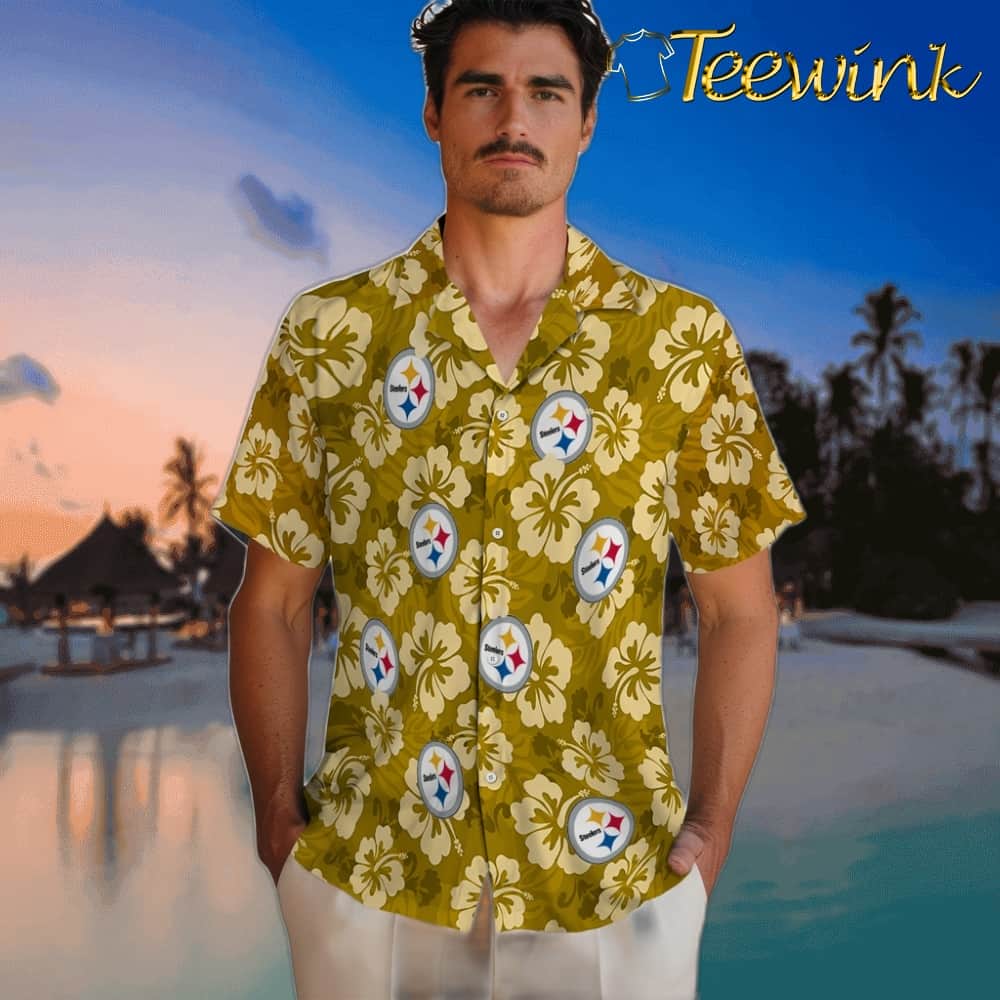 Pittsburgh Steelers Hawaiian Shirt – Hibiscus Cluster image 2 Pittsburgh Steelers Hawaiian Shirt – Hibiscus Cluster image 2