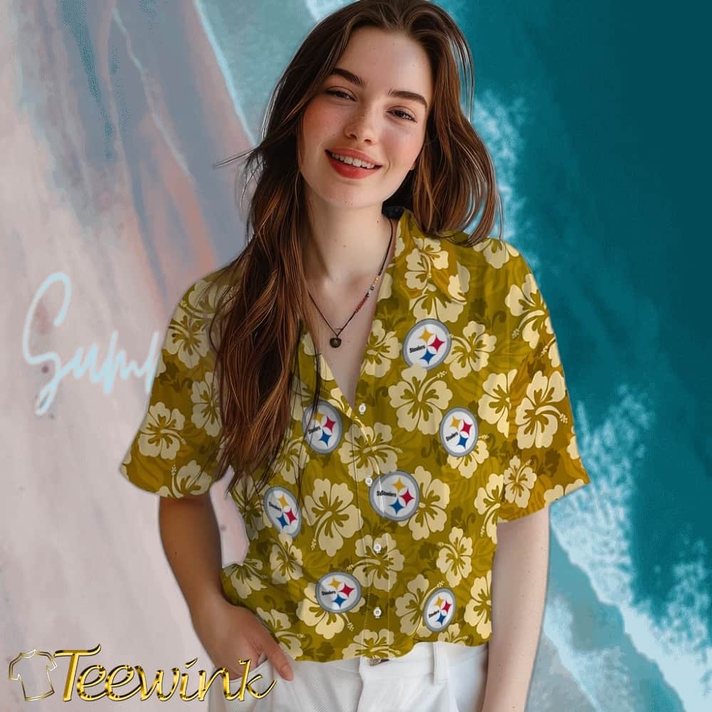 Pittsburgh Steelers Hawaiian Shirt – Hibiscus Cluster image 4 Pittsburgh Steelers Hawaiian Shirt – Hibiscus Cluster image 4