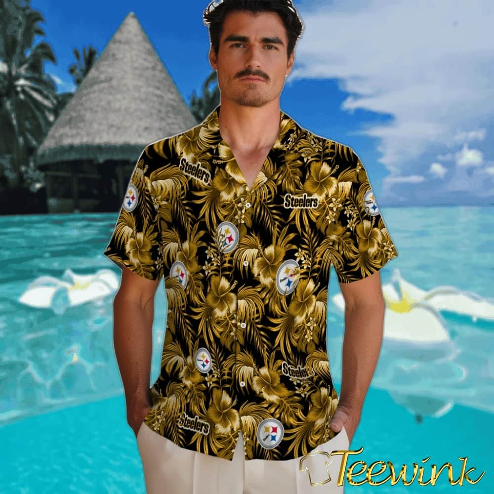 Pittsburgh Steelers Hawaiian Shirt – Hibiscus Exotic image 2 Pittsburgh Steelers Hawaiian Shirt – Hibiscus Exotic image 2