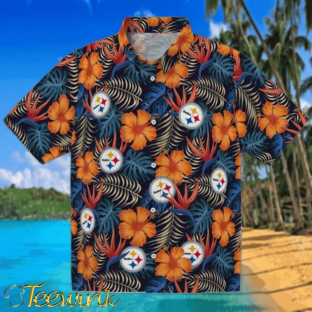 Pittsburgh Steelers Hawaiian Shirt – Hibiscus Leaves Pattern