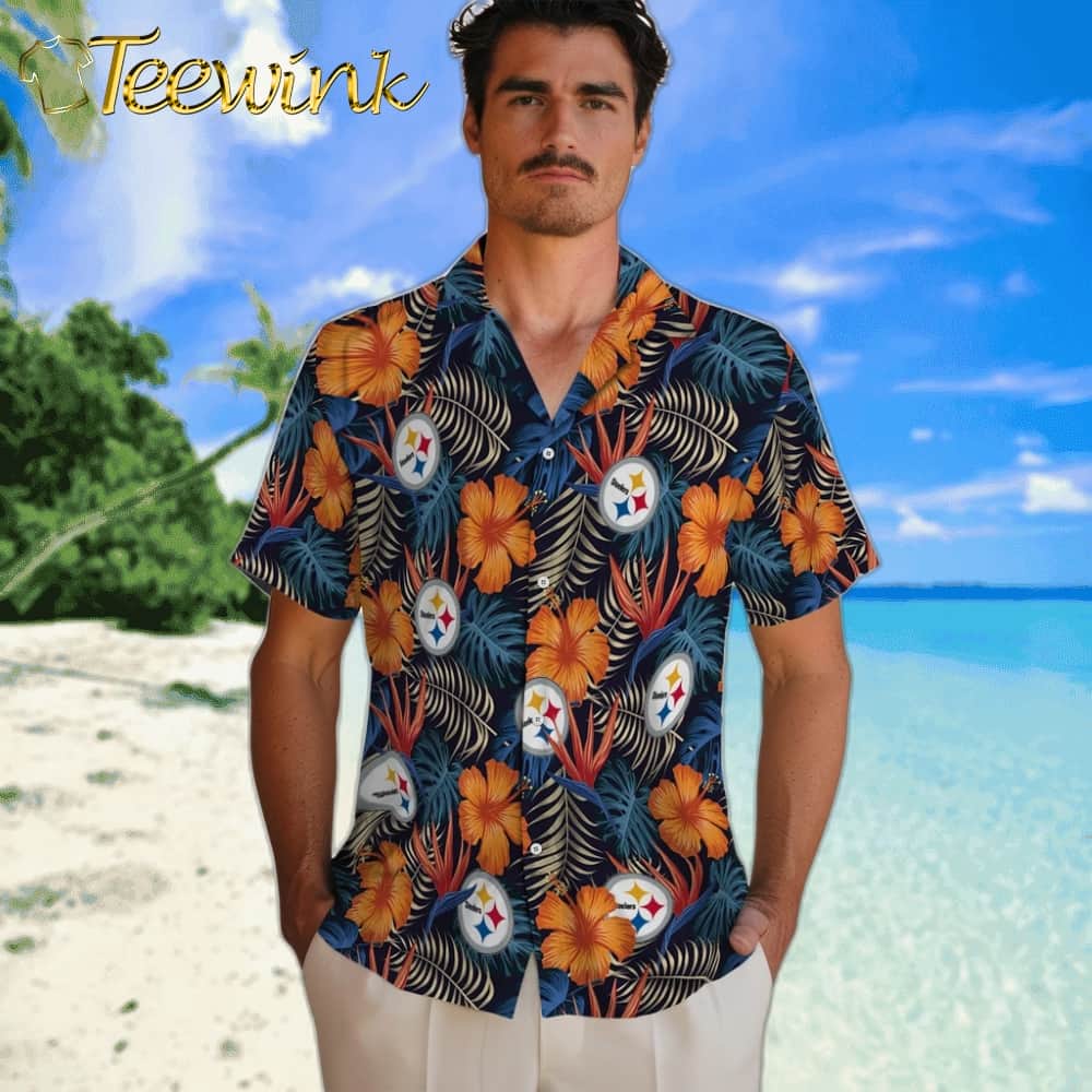 Pittsburgh Steelers Hawaiian Shirt – Hibiscus Foliage image 2 Pittsburgh Steelers Hawaiian Shirt – Hibiscus Foliage image 2