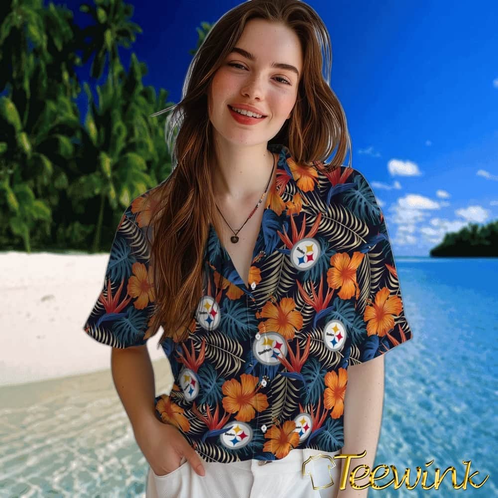 Pittsburgh Steelers Hawaiian Shirt – Hibiscus Foliage image 4 Pittsburgh Steelers Hawaiian Shirt – Hibiscus Foliage image 4