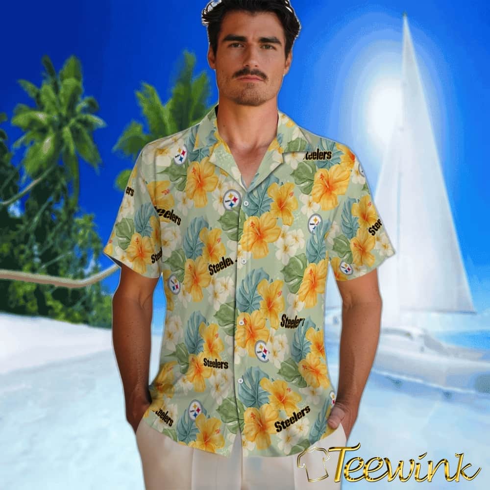Pittsburgh Steelers Hawaiian Shirt – Hibiscus Mood image 2 Pittsburgh Steelers Hawaiian Shirt – Hibiscus Mood image 2