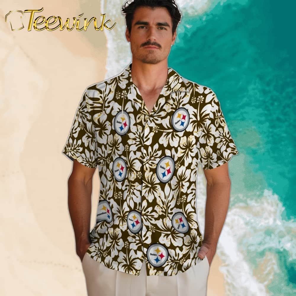 Pittsburgh Steelers Hawaiian Shirt – Hibiscus Motif image 2 Pittsburgh Steelers Hawaiian Shirt – Hibiscus Motif image 2
