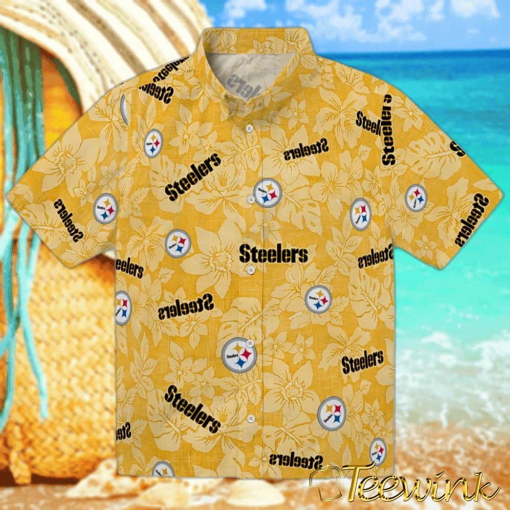 Pittsburgh Steelers Hawaiian Shirt – Hibiscus Motif Pittsburgh Steelers Hawaiian Shirt – Hibiscus Motif