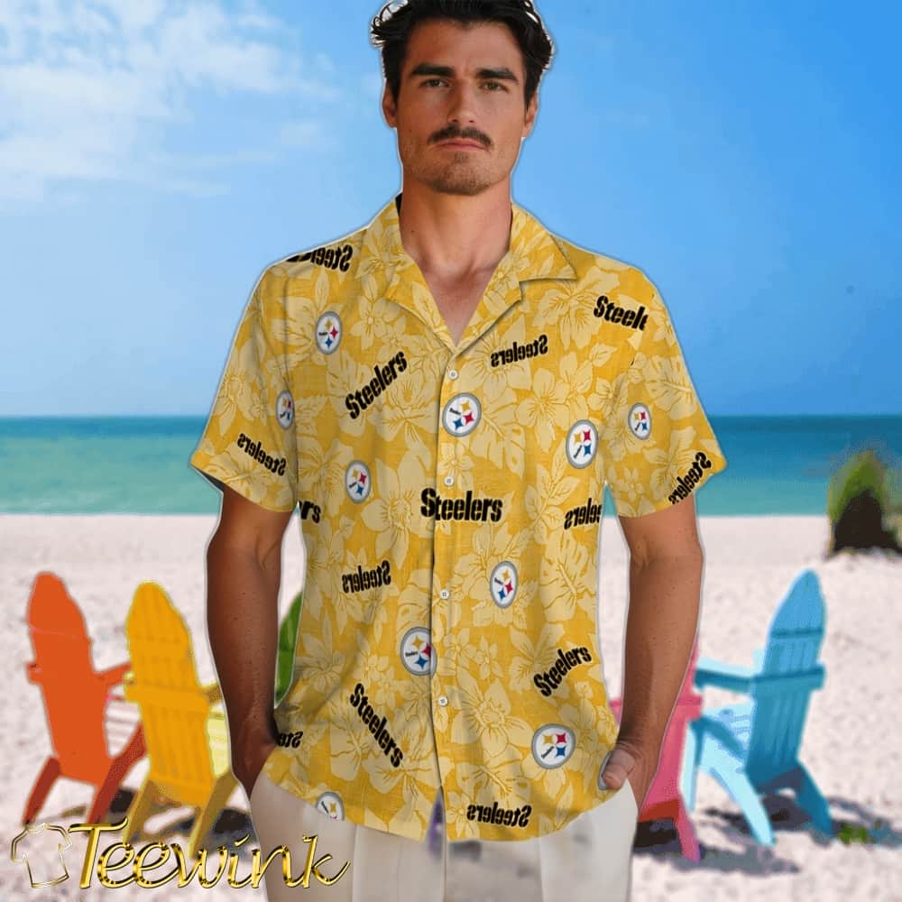 Pittsburgh Steelers Hawaiian Shirt – Hibiscus Oasis image 2 Pittsburgh Steelers Hawaiian Shirt – Hibiscus Oasis image 2