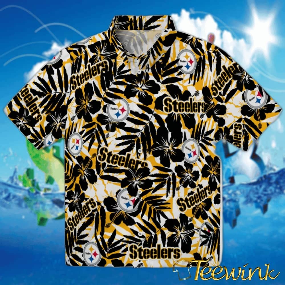 Pittsburgh Steelers Hawaiian Shirt – Hibiscus Overlay