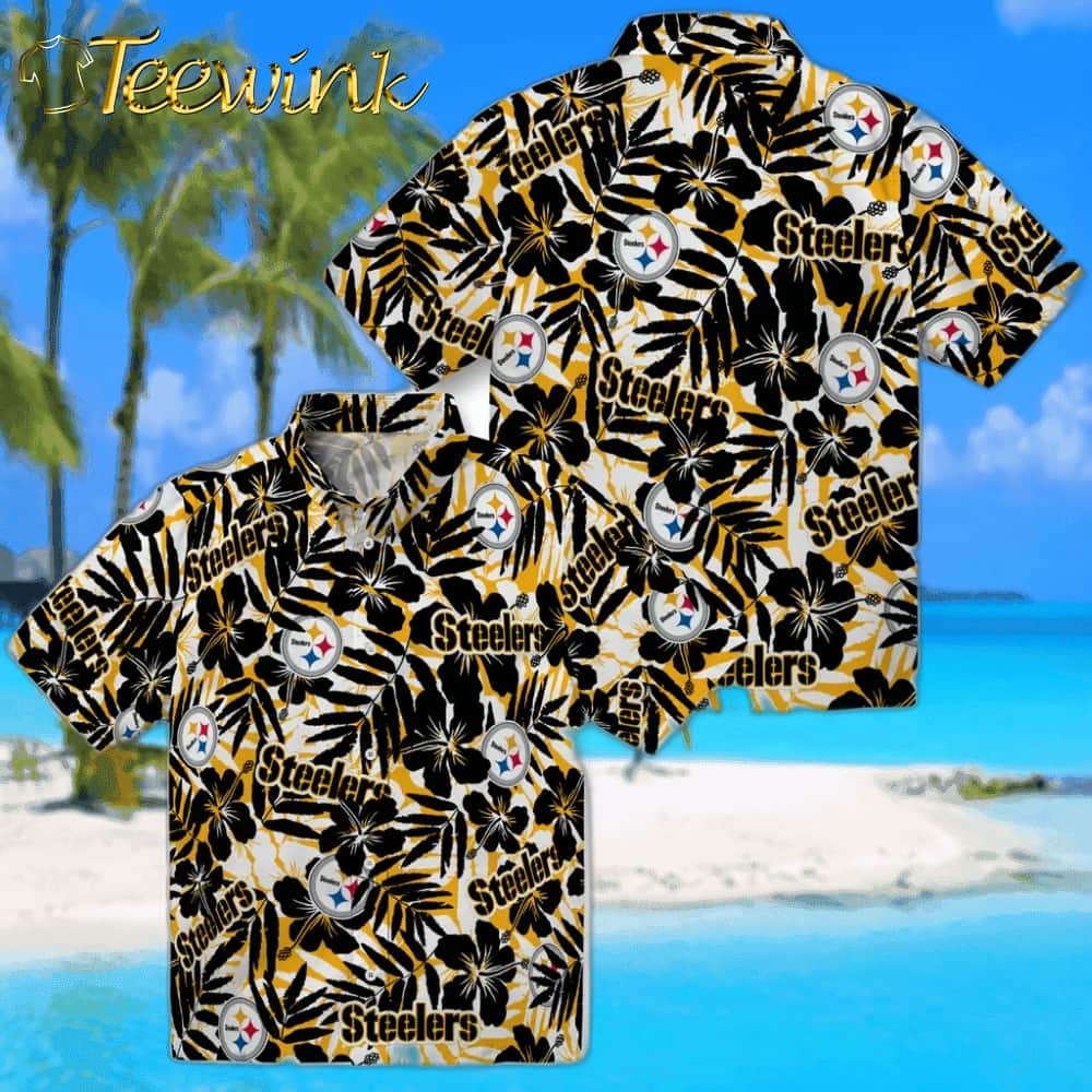 Pittsburgh Steelers Hawaiian Shirt – Hibiscus Overlay image 3 Pittsburgh Steelers Hawaiian Shirt – Hibiscus Overlay image 3