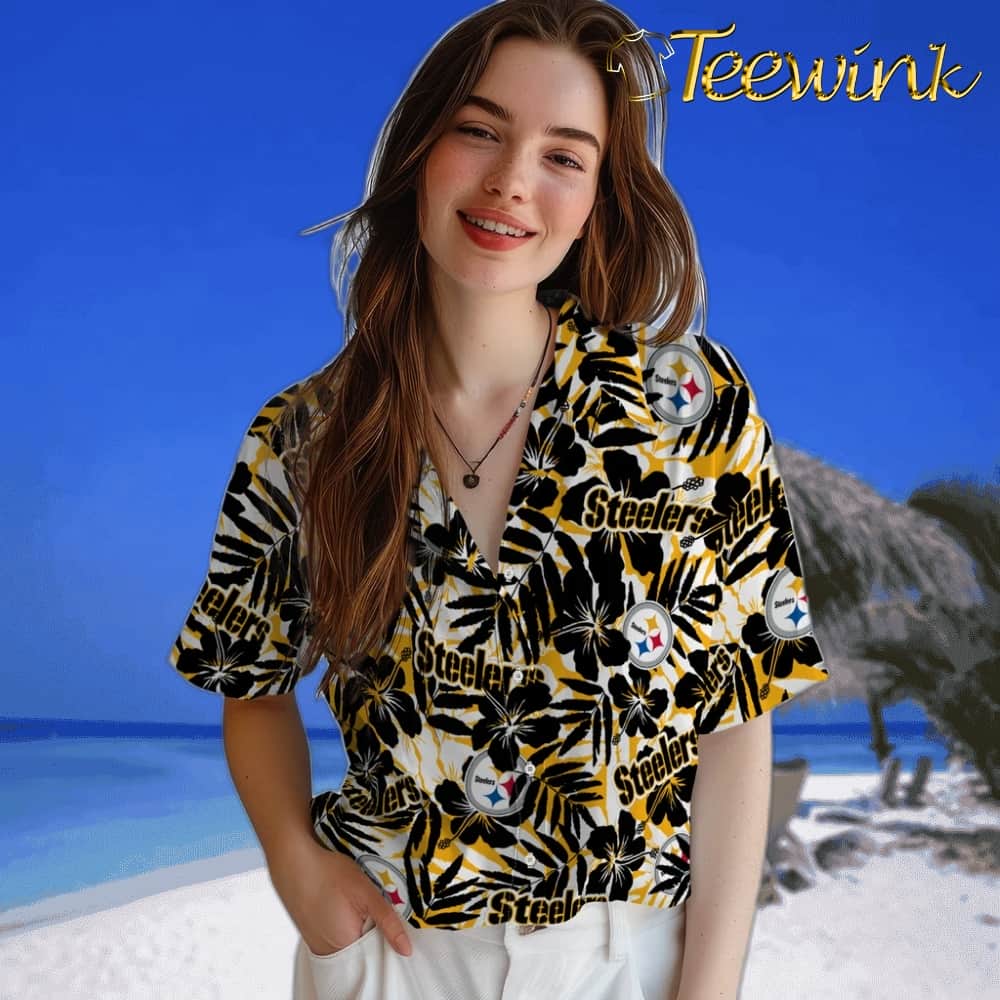 Pittsburgh Steelers Hawaiian Shirt – Hibiscus Overlay image 4 Pittsburgh Steelers Hawaiian Shirt – Hibiscus Overlay image 4
