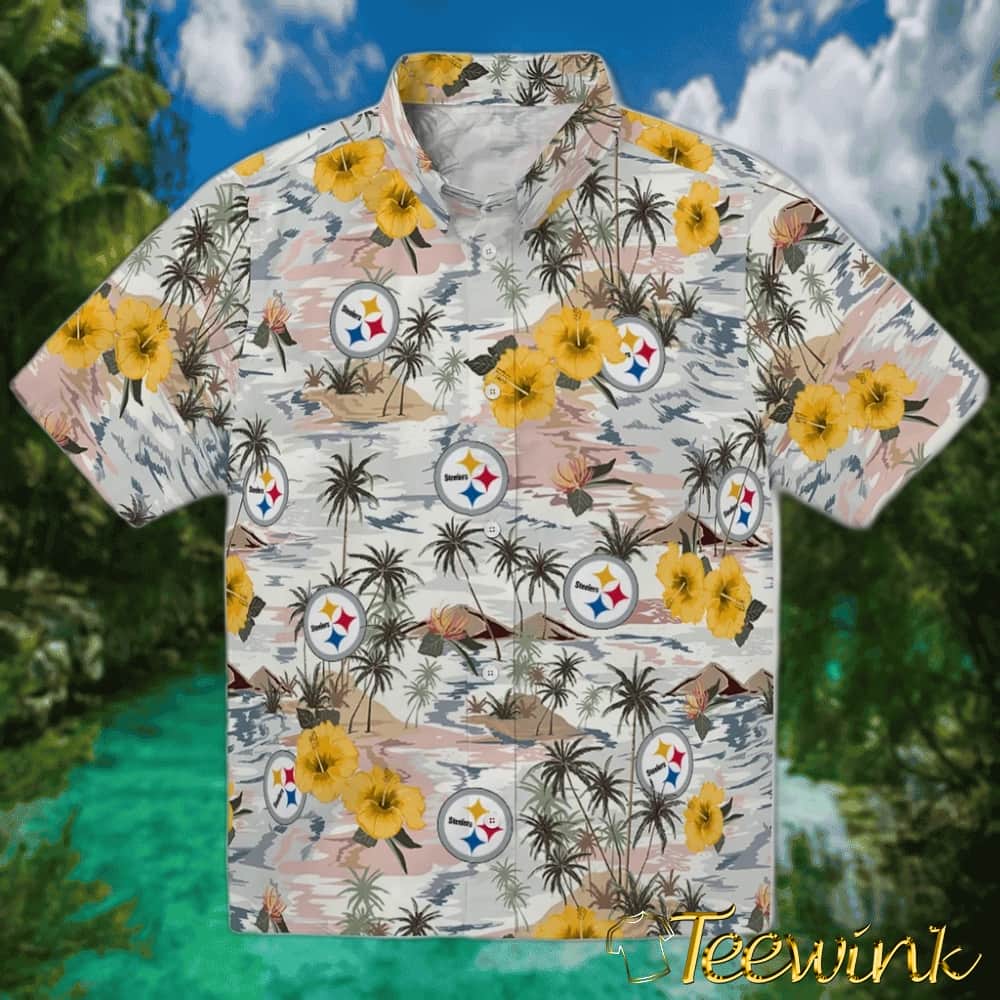 Pittsburgh Steelers Hawaiian Shirt – Hibiscus Overlay Pittsburgh Steelers Hawaiian Shirt – Hibiscus Overlay