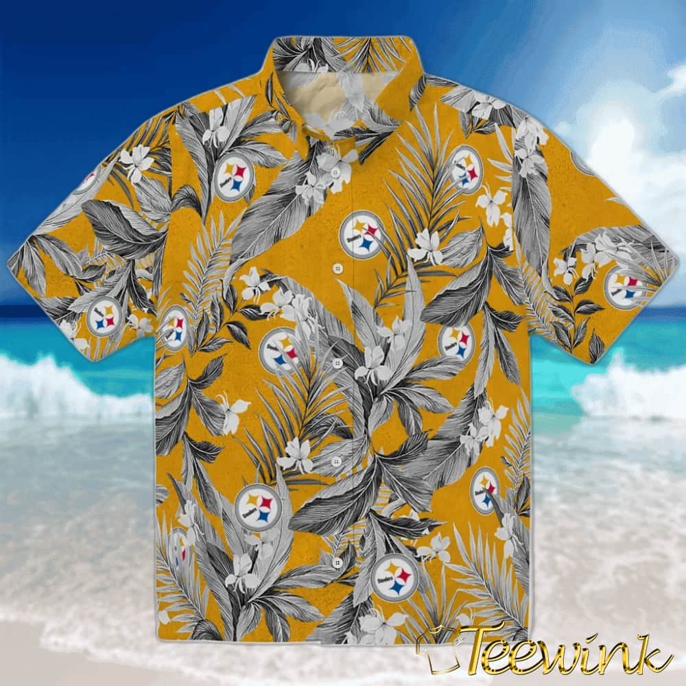 Pittsburgh Steelers Hawaiian Shirt – Palm Leaves