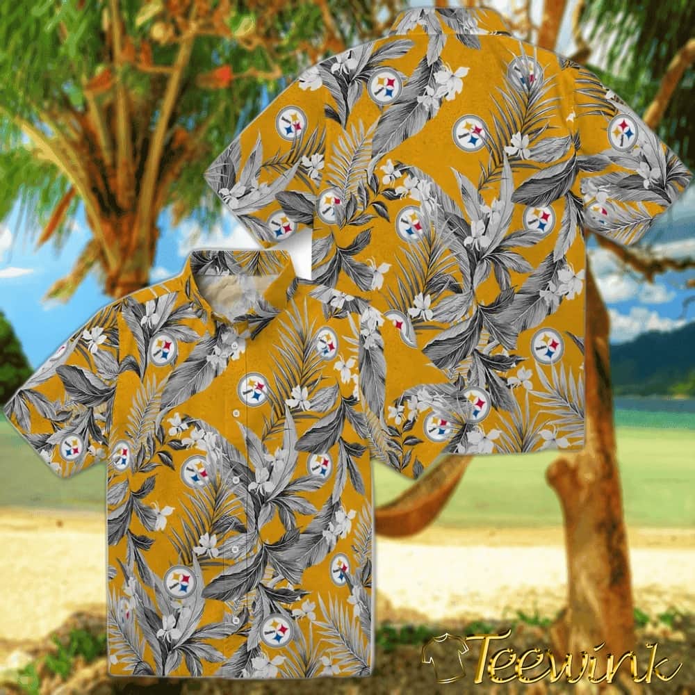 Pittsburgh Steelers Hawaiian Shirt – Palm Leaves image 3 Pittsburgh Steelers Hawaiian Shirt – Palm Leaves image 3