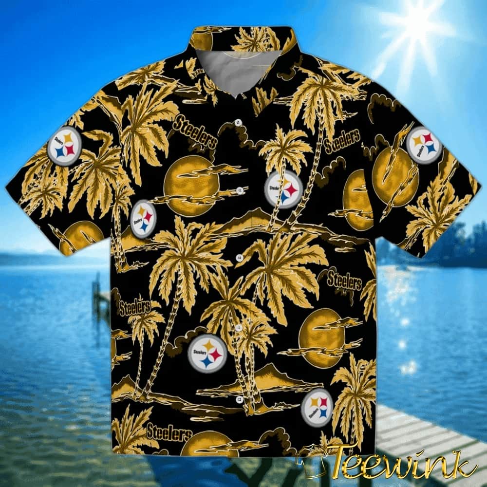 Pittsburgh Steelers Hawaiian Shirt – Palm Sunset