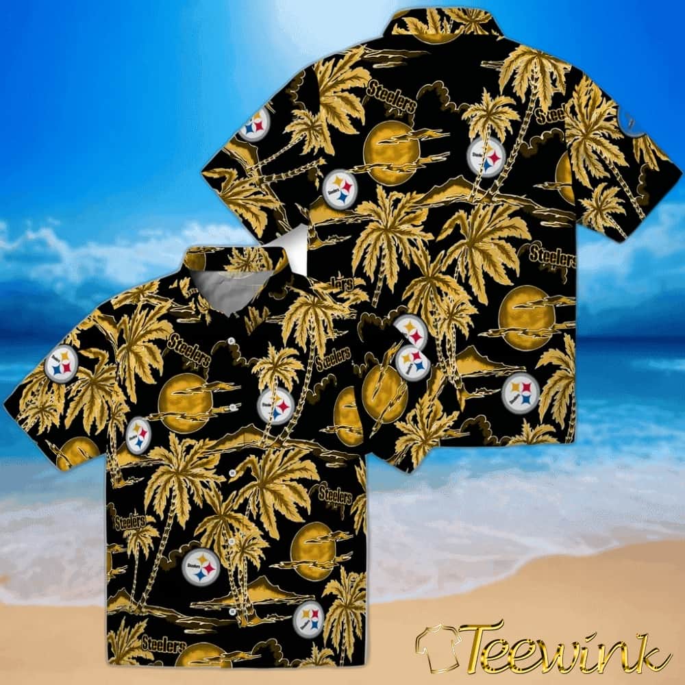Pittsburgh Steelers Hawaiian Shirt – Palm Sunset image 3 Pittsburgh Steelers Hawaiian Shirt – Palm Sunset image 3