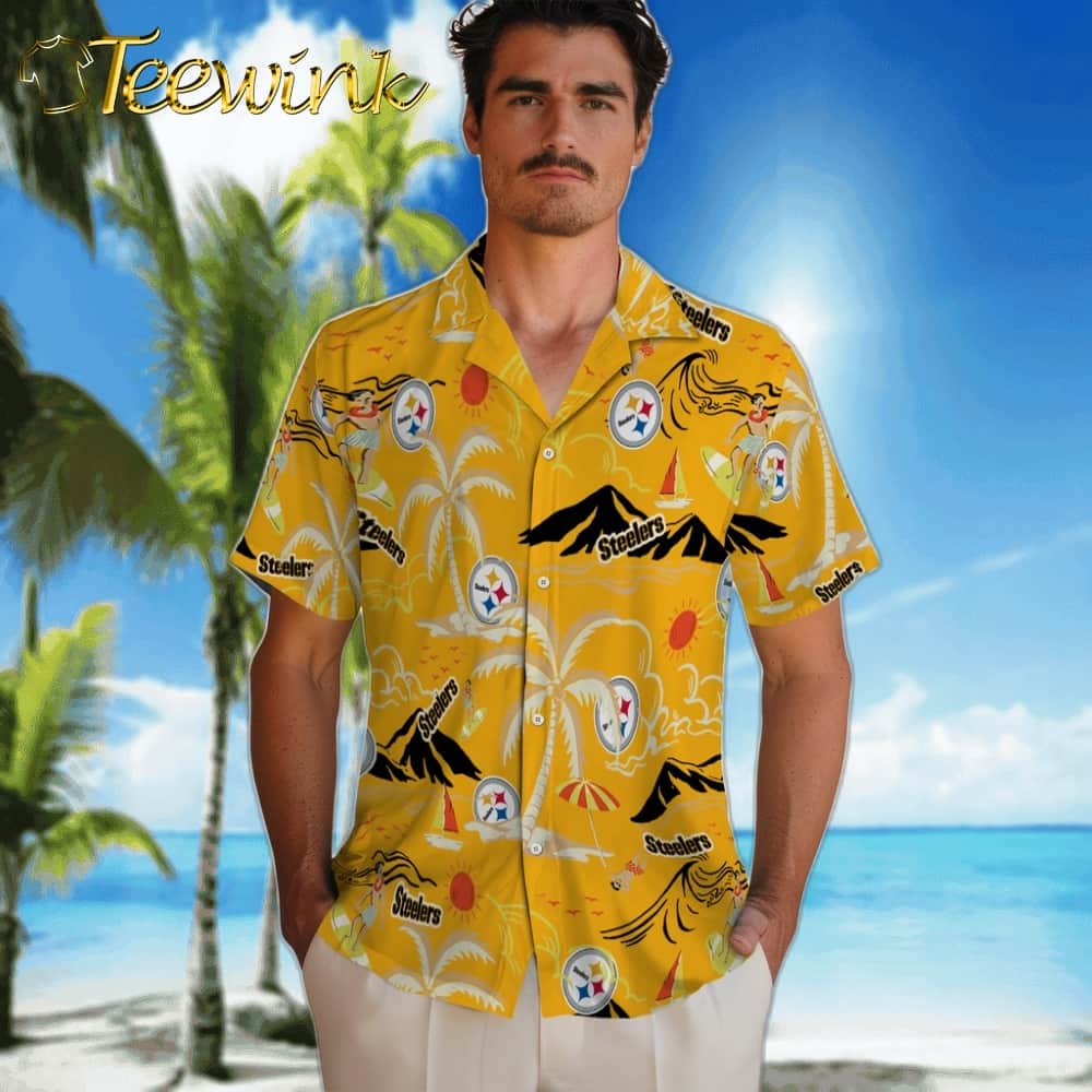 Pittsburgh Steelers Hawaiian Shirt – Palm Tree Island image 2 Pittsburgh Steelers Hawaiian Shirt – Palm Tree Island image 2