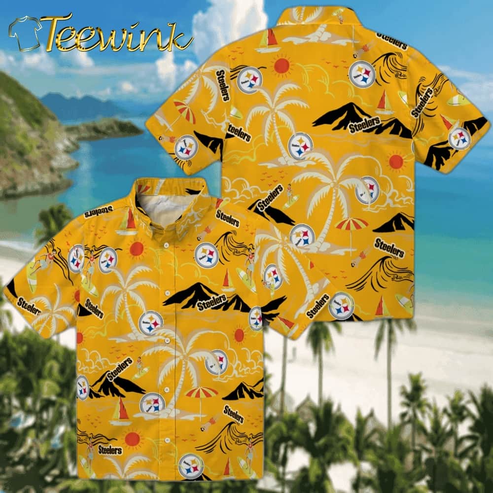 Pittsburgh Steelers Hawaiian Shirt – Palm Tree Island image 3 Pittsburgh Steelers Hawaiian Shirt – Palm Tree Island image 3