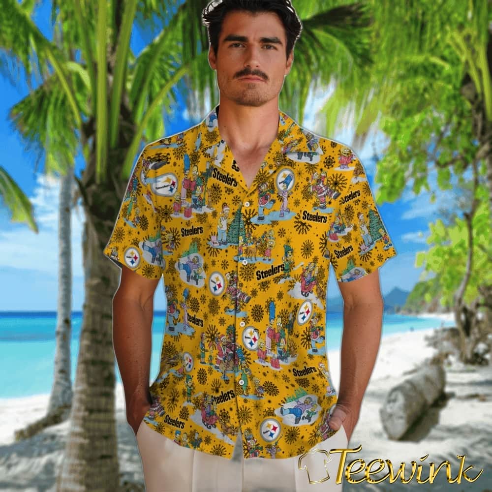 Pittsburgh Steelers Hawaiian Shirt – Simpsons Christmas image 2 Pittsburgh Steelers Hawaiian Shirt – Simpsons Christmas image 2