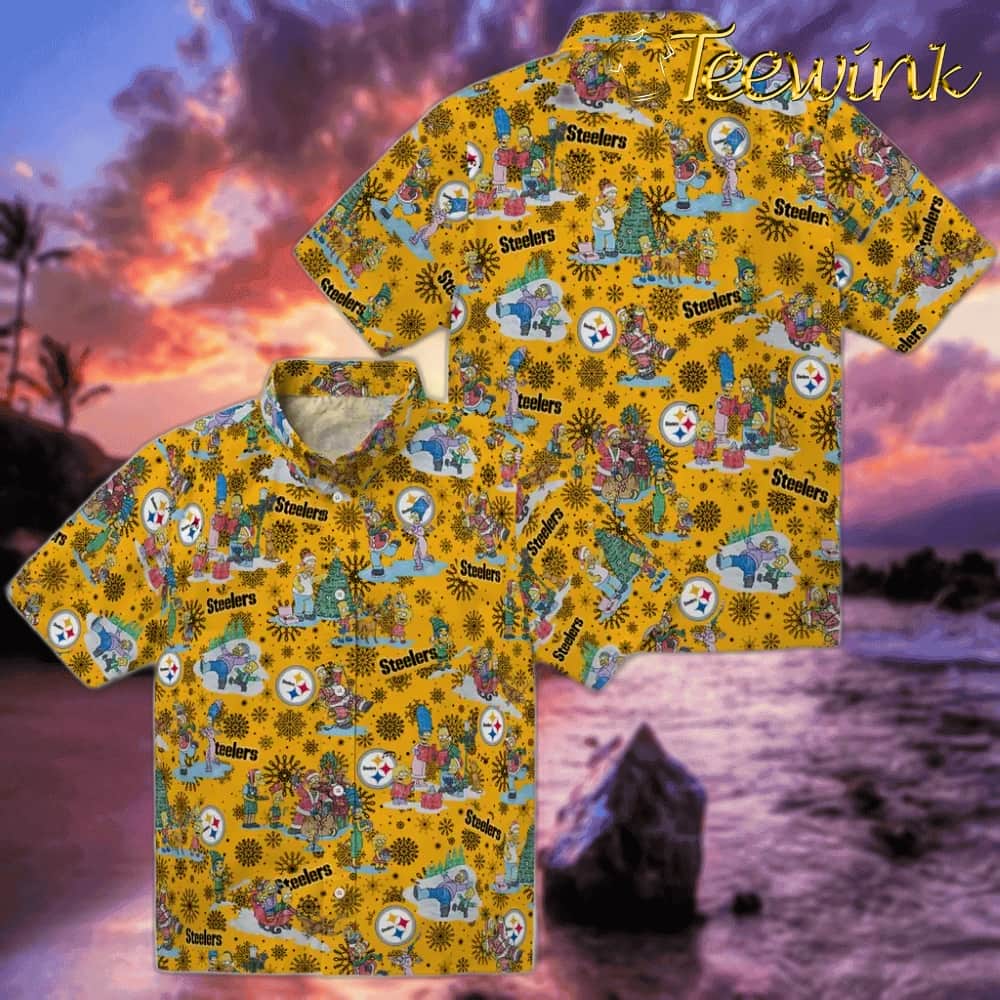 Pittsburgh Steelers Hawaiian Shirt – Simpsons Christmas image 3 Pittsburgh Steelers Hawaiian Shirt – Simpsons Christmas image 3