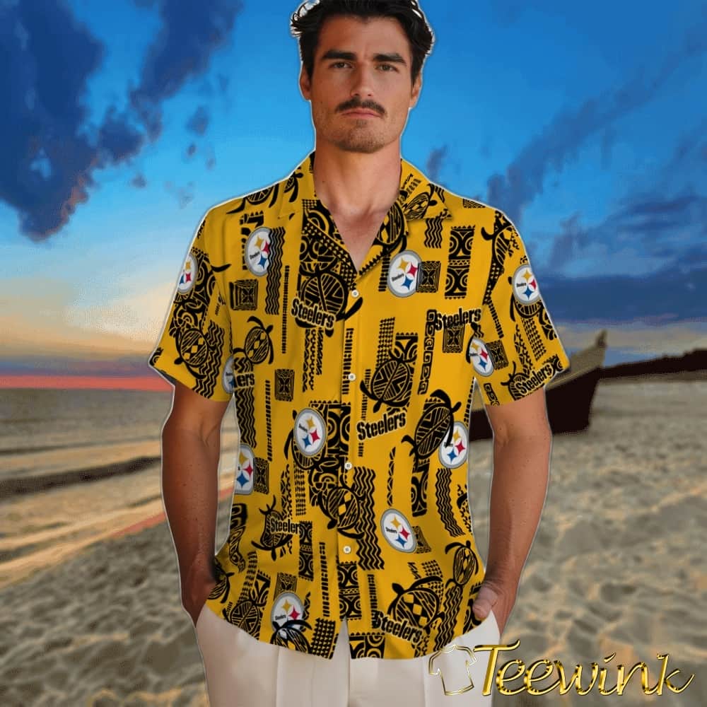 Pittsburgh Steelers Hawaiian Shirt – Turtle Lines image 2 Pittsburgh Steelers Hawaiian Shirt – Turtle Lines image 2