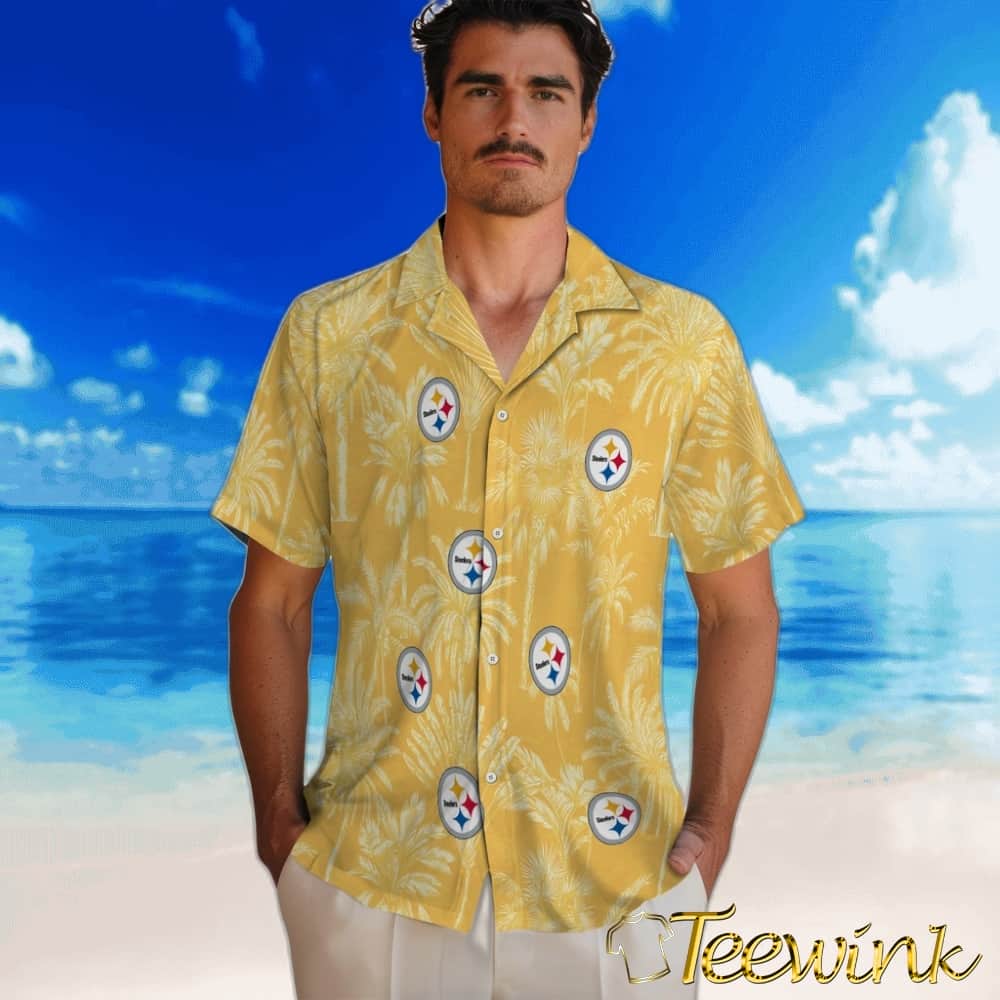 Pittsburgh Steelers Hawaiian Shirt – Vintage Palm Tree image 2 Pittsburgh Steelers Hawaiian Shirt – Vintage Palm Tree image 2