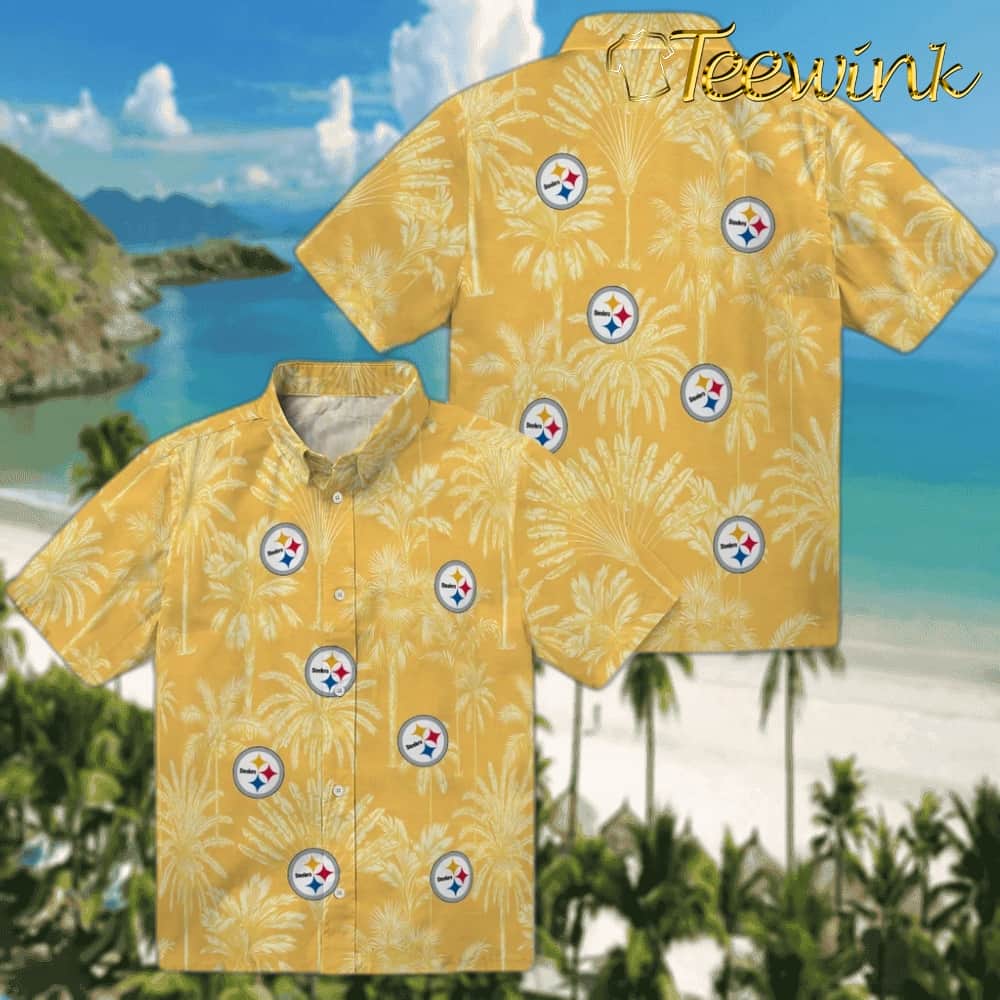 Pittsburgh Steelers Hawaiian Shirt – Vintage Palm Tree image 3 Pittsburgh Steelers Hawaiian Shirt – Vintage Palm Tree image 3
