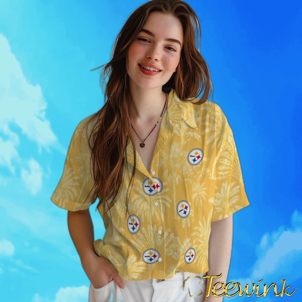 Pittsburgh Steelers Hawaiian Shirt – Vintage Palm Tree image 4 Pittsburgh Steelers Hawaiian Shirt – Vintage Palm Tree image 4