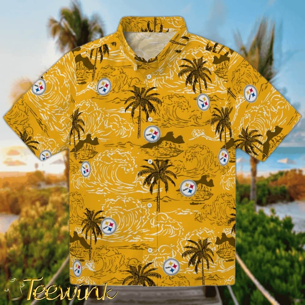 Pittsburgh Steelers Hawaiian Shirt – Vintage Palm Tree Pittsburgh Steelers Hawaiian Shirt – Vintage Palm Tree