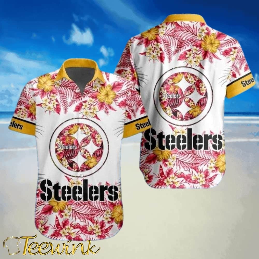 Pittsburgh Steelers Tropicana Pink Flair Aloha Shirt