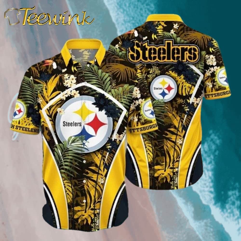 Pittsburgh Steelers Twilight Tropics Silk Touch Hawaiian Shirt