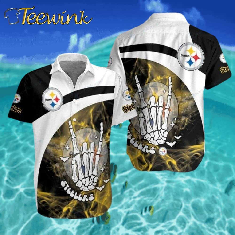 Pittsburgh Steelers Victory Bones – Skeleton Celebratory Hawaiian Shirt